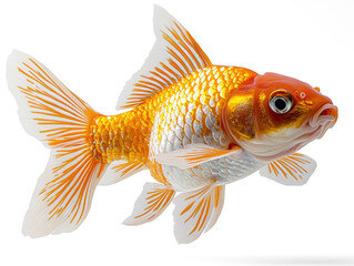 A high-resolution studio photograph full body shot of a Japanese Koi (Carp) on a pure white background, perfect for dicut