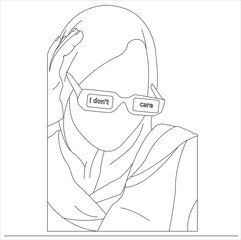 I don't care A woman wearing glasses with the words 'I don't care' on them