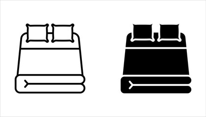 Bed linen set with duvet and pillows vector illustration on white background.