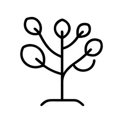 Fototapeta premium Minimalist tree drawing simple outline vector illustration nature plant graphic design element art icon