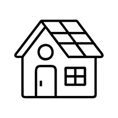 House vector icon illustration of home building with solar panels on roof simple line art