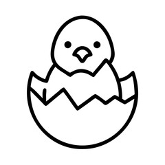 Cute baby chick hatching from egg vector illustration easter spring design outline drawing art