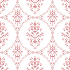 Classic Damask seamless pattern, Vintage design, element old style, Rose gold floral ornament, Luxury Ornamental lace tracery, Traditional background, Vector Illustration for Elegant Textile Design