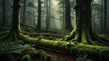 green forest in the morning