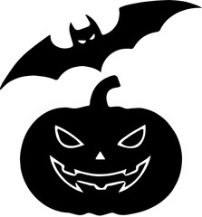 Halloween pumpkin silhouette on white background