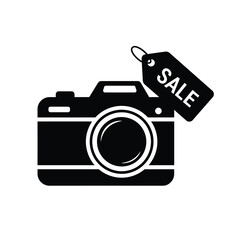 Camera With Sale Tag Vector Graphic Illustration Discount Photography Equipment