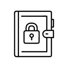 Secure diary with padlock vector icon for privacy and confidential personal information record keeping