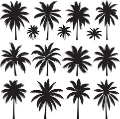 Tropical beach vector design with a set of palm tree silhouettes under the summer sun