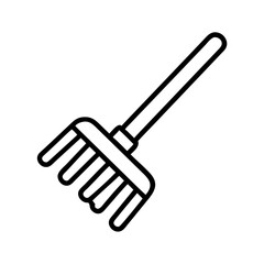 Outline garden rake tool for lawn care leaf and yard cleanup vector illustration design