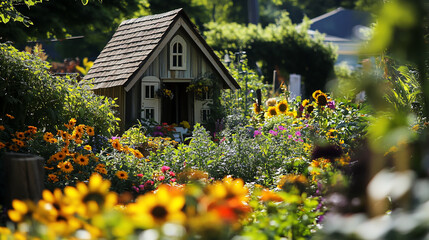 Obraz premium Garden Shed & Flowers