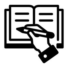 A linear style icon showing writing practice 
