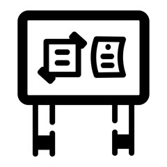 A linear style icon of a bulletin board 
