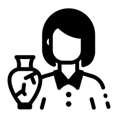 A character learning archaeology, line style icon 
