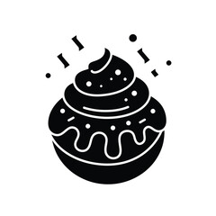 Cupcake With Frosting And Sprinkles Monochrome Vector Icon For Celebrations