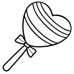 Heart-Shaped Lollipop Line Art