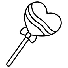 Heart-Shaped Lollipop Line Art