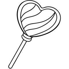 Heart-Shaped Lollipop Line Art