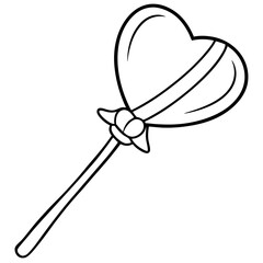 Heart-Shaped Lollipop Line Art