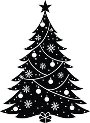 Christmas Tree Silhouette Vector | Holiday, Winter & Festive Decoration Scene