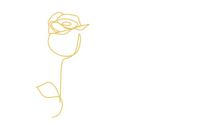 Rose line art icon. Flower continuous one line art drawing vector illustration. 