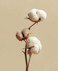 serene depiction of cotton bolls, highlighting their texture and natural elegance against a minimalist background.