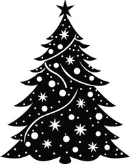 Christmas Tree Silhouette Vector | Holiday, Winter & Festive Decoration Scene