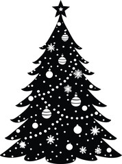 Christmas Tree Silhouette Vector | Holiday, Winter & Festive Decoration Scene