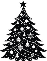 Christmas Tree Silhouette Vector | Holiday, Winter & Festive Decoration Scene