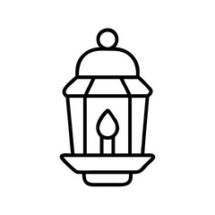 Vector line art illustration of a vintage lantern light lamp for decoration and design elements