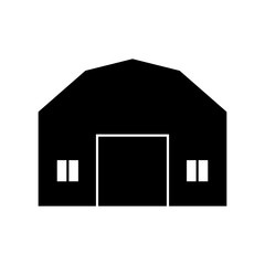simple flat icon of a barn. black silhouette farm building isolated on white background, perfect for agriculture, countryside, and farming concepts