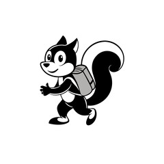 squirrel mascot with a backpack