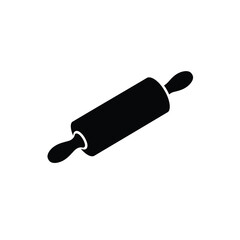 Rolling Pin Silhouette Isolated On White Background Kitchen Utensil For Baking