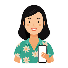 A young lady with a smartphone. social media icon