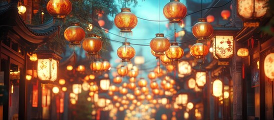 Chinese Lantern Street at Night
