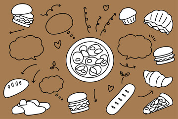 かわいい パン 矢印 吹き出し セット 