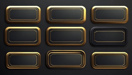 Gold-framed black rectangular labels