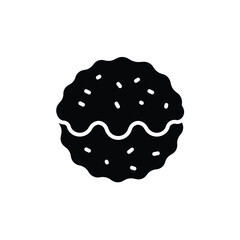 Black Vector Icon Of A Cookie With Crumbs And Minimalist Design