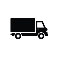 Black Silhouette Of A Delivery Truck Vector Illustration Isolated On White Background