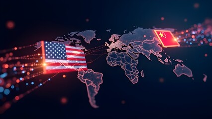 USA and China Flags Symbolizing Ongoing Trade Tariff Dispute
