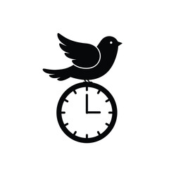 Bird On Clock Minimalist Vector Illustration Time Management Symbol