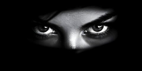 Black and White Eyes Close Up Bold Dramatic Eye Expression Photography Stunning Intense Gaze Artwork Captivating Visual Art