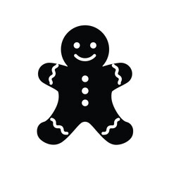 Silhouette Gingerbread Man Festive Vector Icon Christmas Holiday Cookie