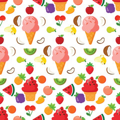 Ice cream fruit pattern seamless