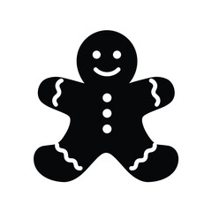 Gingerbread Man Black Silhouette Simple Icon For Christmas And New Year Decorations