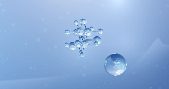 Potassium amyl xanthate rotating molecular structure, 3d model of flotation agent