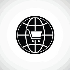 Global Ecommerce Concept With Shopping Cart Inside A World Globe Grid