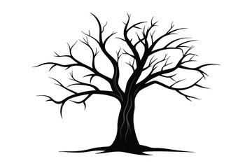 Dead tree silhouette vector illustration on white background
