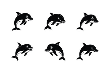 dolphin smiling face vector art silhouette