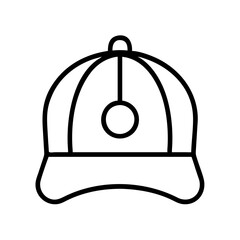 Outline baseball cap vector illustration for sports fashion accessory and headwear design needs, simple art