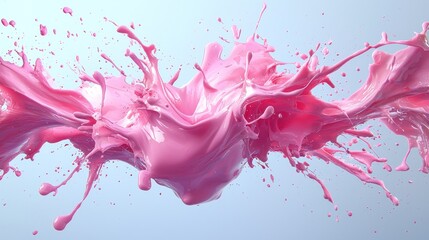 Pink paint splashes in mid-air